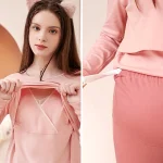 YATEMAO Nursing Clothes Maternity Pajamas Cotton Pregnant Pajama Set Maternity Long Sleeve Tops&Pants Winter Sleepwear Nightgown - Imagine 3