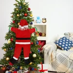 1.7M Shining Santa Claus Wall Climbing Christmas Velvet Santa Claus Hanging Window Hanger Decor WallDoor Xmas Outdoor Chimney De - Imagine 5