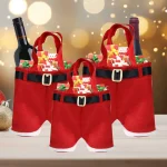 3pcs/set Creative Santa Pants Style Bag Stocking Tree Filler Sacks Stocking Xmas Gift Christmas Decorations Wedding Candy Bag