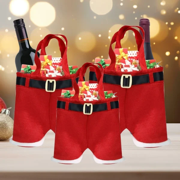 3pcs/set Creative Santa Pants Style Bag Stocking Tree Filler Sacks Stocking Xmas Gift Christmas Decorations Wedding Candy Bag