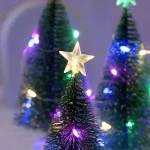 17cm LED Mini Christmas Tree with Multicolor String Lights Small Christmas Tree Green Cedar Ornament Snow Xmas Tree Decorations - Imagine 3