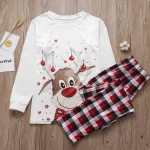 Family Matching Christmas Pajamas Sets Mother And Kids Pyjamas Deer Print Tops+Pants Xmas Sleepwear Baby Romper Pet Dog Clothes - Imagine 2
