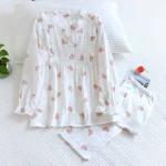 Fdfklak Long Sleeve Cotton Maternity Nursing Sleepwear Sets Pregnancy Home Spring New Thin Breastfeeding Pajamas Suits - Imagine 2