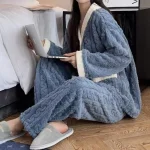 Autumn And Winter 2 Sets Of Maternity Women Sleepwear Homewear Women Thickened Loose Students Coral Velvet Pajamas Homewear - Imagine 6
