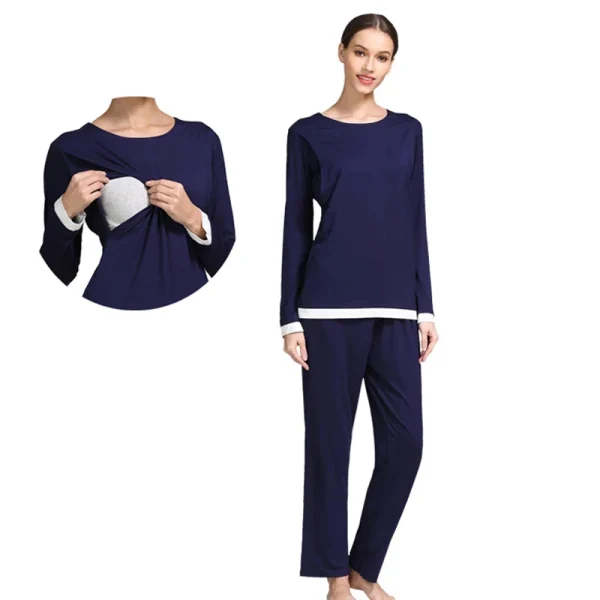 Maternity Clothes Pajamas Set Longsleeve Breastfeeding Night Clothes Big Size Pregnant Sleep Wear Spring Autumn Nursing Homewear