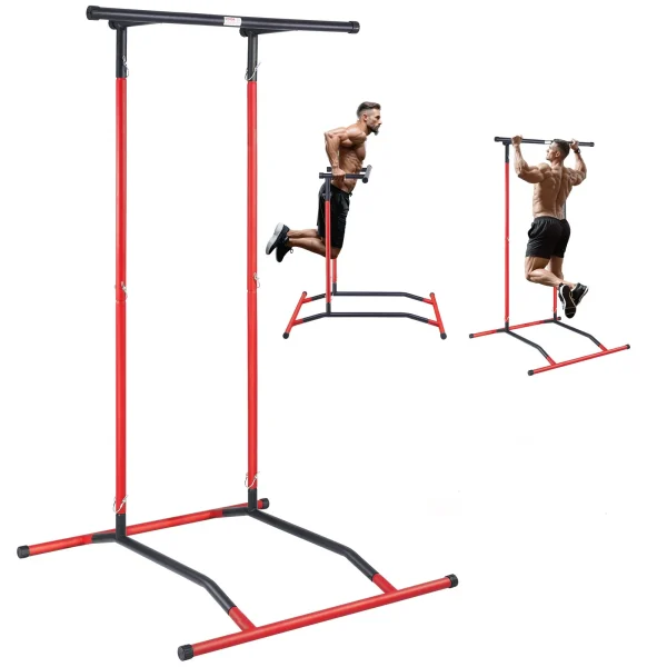 VEVOR Adjustable Power Tower Dip Station & Pull Up Bar - 2-Level Multi-Functional Home Gym Equipment for Strength Training