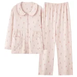 Maternity Clothes Pregnant Women Nightwear Postpartum Women Pajamas with Chest Pads Autumn Winter Long Sleeved Delivery Wear - Imagine 5