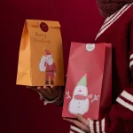 Christmas gift bag paper bag packaging gift bag candy box peace apple box 6 piece set with sealing sticker - Imagine 2