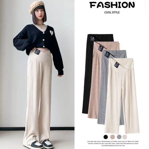 Autumn 2025 New Maternity Pants Low Waist Bell Bottoms Casual Trousers For Pregnant Women Spring Autumn Outer Wear