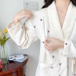 Autumn Winter Thick Cotton padded Maternity Nursing Sleepwear Sets Loose Cardigan Feeding Pajamas Suit Pregnancy Postpartum Wear - Imagine 3