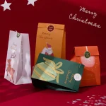 Christmas gift bag paper bag packaging gift bag candy box peace apple box 6 piece set with sealing sticker - Imagine 3
