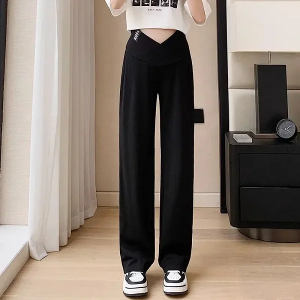 Autumn Fashion Maternity Long Straight Pants Wide Leg Loose Belly Trousers Clothes for Pregnant Women Pregnancy Clothing