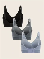 3 PCS Set Breathable Front Open Nursing Bra Maternity Underwear Pregnancy Bra Full Cup Wireless Comfortable Breastfeeding Bra - Imagine 2