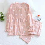 Fdfklak Long Sleeve Cotton Maternity Nursing Sleepwear Sets Pregnancy Home Spring New Thin Breastfeeding Pajamas Suits - Imagine 4