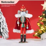 30CM Christmas Nutcracker Wooden Nutcracker Ornament Soldier Figure Handcraft Doll Toy Home Office Desktop Xmas Decoration Gift