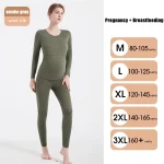 Maternity Warm Thermal Underwear Top and Pants Set Keep Warm in Autumn and Winter Home Bedroom Maternity Set - Imagine 2