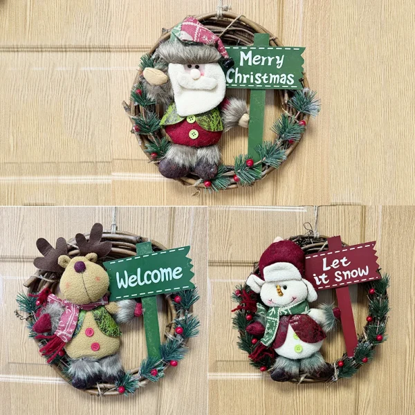 Hot Selling 31CM Christmas Wreath Rattan Wreath Door Hanging Shopping Mall Hotel Window Home Christmas Decoration Xmas Gifts