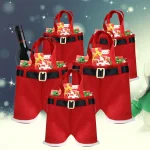 3pcs/set Christmas Santa Pants Bag Large Handbag Candy Wine Gift Bag Xmas Decor Cheer Gift Treat Candy Wine Bottle Holder