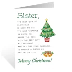 1pc Christmas Greeting Card With Envelope,Sister Themed Card With Message,For Christmas Gifts,Family Celebration,Keepsake Cards - Imagine 2
