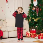 2024 new Christmas solid color plaid family home wear pajamas pajama pants 2 sets, mom, dad, children, baby and dog jumpsuit - Imagine 4