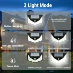 Solar Lights Outdoor Wall Lamp PIR Motion Sensor 100LED Solar Powered Sunlight Street Light for Garden Courtyard 1/2/4Pcs - Imagine 2