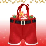 3pcs/set Christmas Santa Pants Bag Large Handbag Candy Wine Gift Bag Xmas Decor Cheer Gift Treat Candy Wine Bottle Holder - Imagine 3