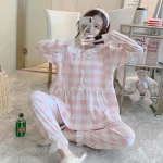 Maternity 2-Piece Spring And Autumn Breastfeeding Pajamas Homewear Spring And Summer Monthly Clothing Leisure Home Suit - Imagine 3