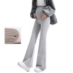 Autumn Winter Maternity Pants Flared Pants Integrated Belly Support High Elasticity Slimming Casual Pregnant Women Trousers - Imagine 2