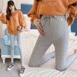 Maternity Clothes Autumn and Winter Fashion Pregnant Women Pants with Elastic Waist Loose Corduroy Pregnancy Overalls Trousers - Imagine 2