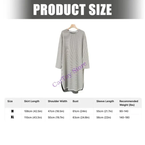 Cozy Striped Pregnancy Sleepshirt Breathable Acrylic Fabric Material Soft Warm Maternity Loungewear For Cold Weather
