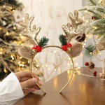 Christmas Headband Xmas Elk Horn Bell Sequin Christmas Hair Band Happy New Year Photo Props Merry Christmas Decor Gifts for Kids - Imagine 4