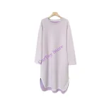 Cozy Striped Pregnancy Sleepshirt Breathable Acrylic Fabric Material Soft Warm Maternity Loungewear For Cold Weather - Imagine 6