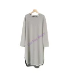 Cozy Striped Pregnancy Sleepshirt Breathable Acrylic Fabric Material Soft Warm Maternity Loungewear For Cold Weather - Imagine 5