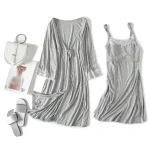 Maternity Robe For Hospital Nightgown Pregnant Women Nursing Nightwear Pajama Lace Sleepwear Ropa Mujer Embarazada Premama Suits - Imagine 3