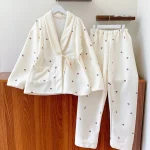 Autumn Winter Thick Cotton padded Maternity Nursing Sleepwear Sets Loose Cardigan Feeding Pajamas Suit Pregnancy Postpartum Wear - Imagine 5