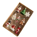 E74E Delicate Glass Christmas Tree Adornment Bright Glass Christmas Tree Decoration Santa Snowflakes Designs Hanging Ornament - Imagine 5