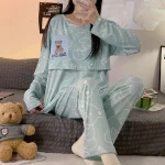 New Monthly Clothing 2-Piece Spring And Autumn Maternity Pajamas Summer Breastfeeding Suit Breastfeeding Pajamas Homewear - Imagine 6
