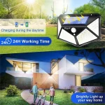 Solar Lights Outdoor Wall Lamp PIR Motion Sensor 100LED Solar Powered Sunlight Street Light for Garden Courtyard 1/2/4Pcs - Imagine 6