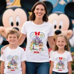 2026 Disney Trip Family Tshirts Cotton Mickey and Friends Print Matching Parent Child Unisex Adult Kids Casual Tee - Imagine 5
