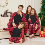 2024 new Christmas solid color plaid family home wear pajamas pajama pants 2 sets, mom, dad, children, baby and dog jumpsuit
