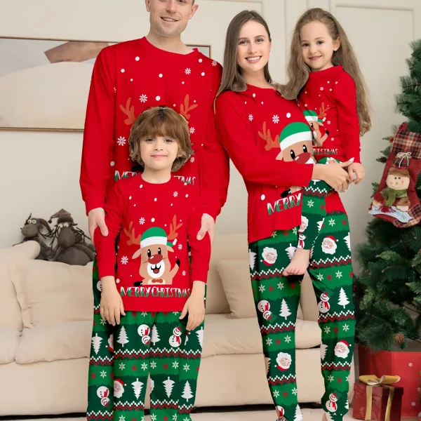 2024 Couples Christmas Family Matching Pajamas Set Mother Kids Clothes Christmas Pajamas For Family Clothing Set