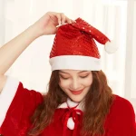 5pcs Festival Party Supplies Sequined Santa Hat Comfortable Soft Versatile Color-changing Caps Christmas Hat Red/Gold - Imagine 5