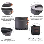 Widesea Camping 1.3L 2.3L Cookware Outdoor Cooking Set Heat Cooker Travel Tableware Pot Kettle Tourist Kitchen Utensil Equipment - Imagine 5