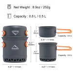 Widesea Camping 1.3L 2.3L Cookware Outdoor Cooking Set Heat Cooker Travel Tableware Pot Kettle Tourist Kitchen Utensil Equipment - Imagine 2