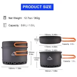 Widesea Camping 1.3L 2.3L Cookware Outdoor Cooking Set Heat Cooker Travel Tableware Pot Kettle Tourist Kitchen Utensil Equipment - Imagine 3