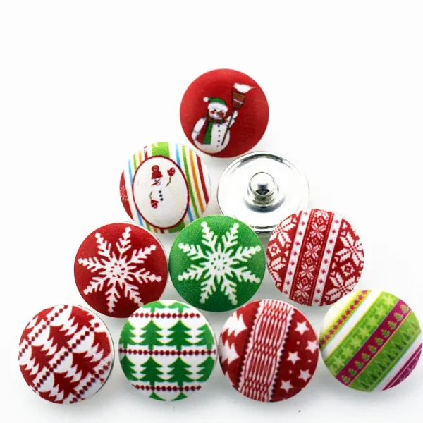 Wholesale 50pcs Mix Printing Snowflake Snap Buttons 18mm Christmas snap Ginger Snap Bracelet&Bangles DIY Snap Jewelry Charms
