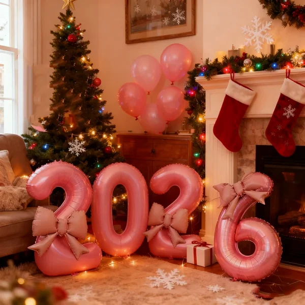 4pcs Christmas 2026 Foil Balloons 32/40Inch New Year Decor Balloons Xmas Baloon Chinese Spring Helium Baloon Festival Party Supp