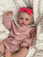 NPK 19inch Meadow Reborn Baby Doll Newborn Baby Size Real Picture Handmade 3D Skin Painted Hair Visible Veins - Imagine 5