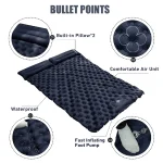 WESTTUNE Double Inflatable Mattress with Built-in Pillow Pump Outdoor Sleeping Pad Camping Air Mat for Travel Backpacking Hiking - Imagine 3