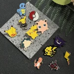 6/12pcs Pokemon Cartoon Metal Enamel Pins Set Cute Pikachu Snorlax Lapel Pins Poké Ball Brooch Denim Accessories Jewelry Badges - Imagine 5